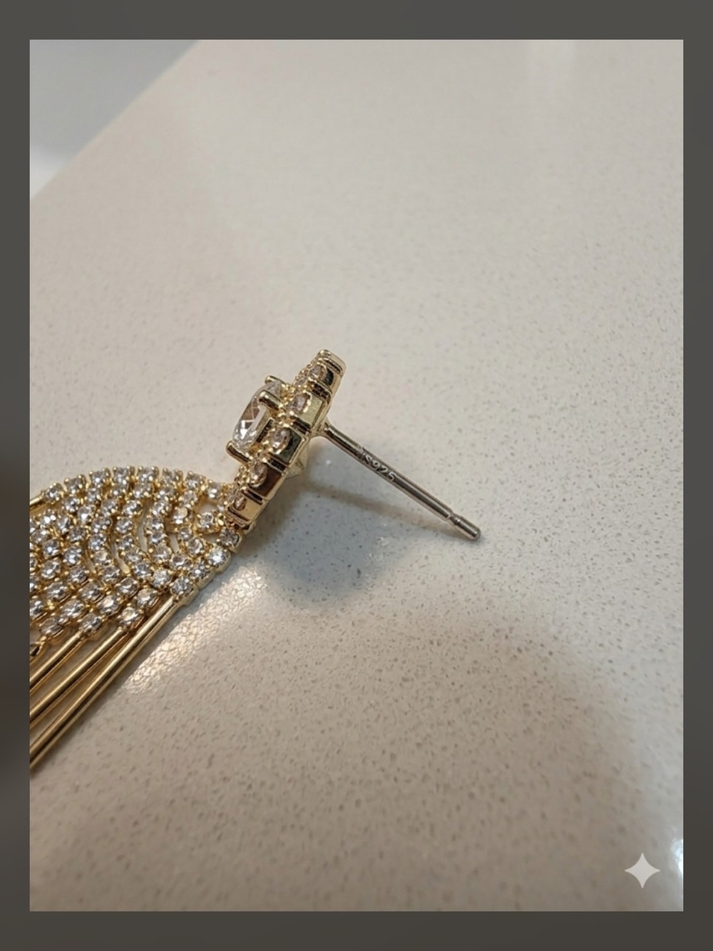 Gold Tassel Crystal Drop Earrings - Women's Jewelry S925